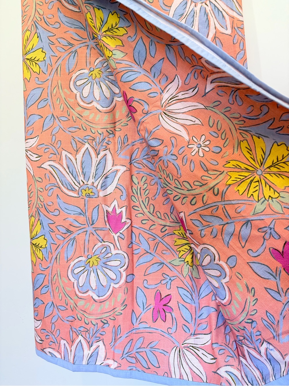 Anthropologie Shower Curtain Floral Light Blue and Coral, NWOT, 72x72in - Picture 5 of 7